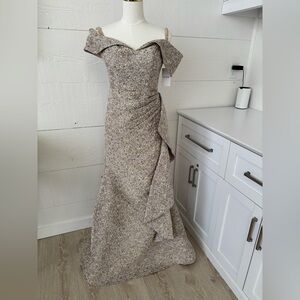 Alyce Paris Off Shoulder Brocade Gown 27817 Pink Gold Prom Ball Formal Dress NWT